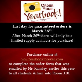 Yearbook order deadline March 26!